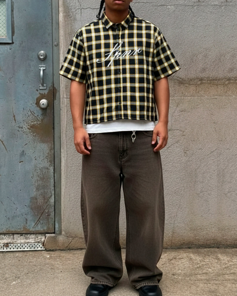 CAMISA SPNR BOXY CUADROS AMARILLOS