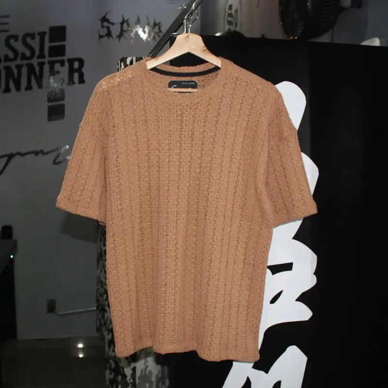 CAMISETA OVERSIZE SPNR TEJIDA ALMENDRA