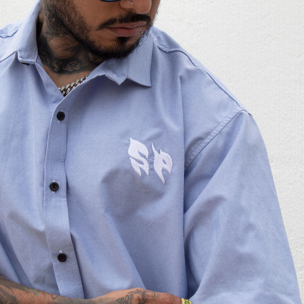 CAMISA BOTONES SPNR OVERSIZE CELESTE