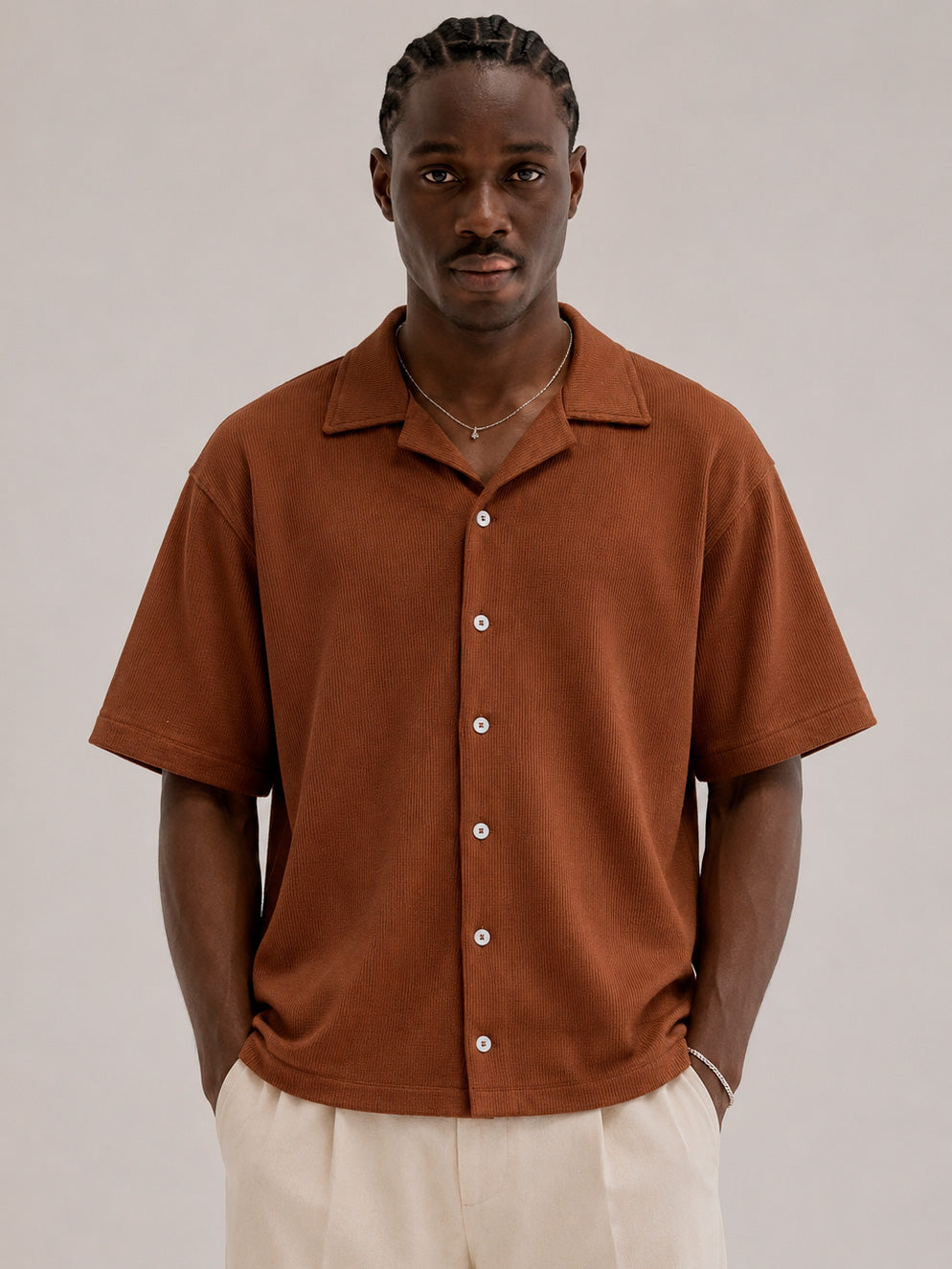 CAMISA WAFLE MARRON