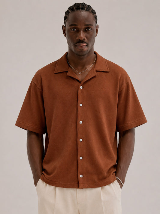 CAMISA WAFLE MARRON