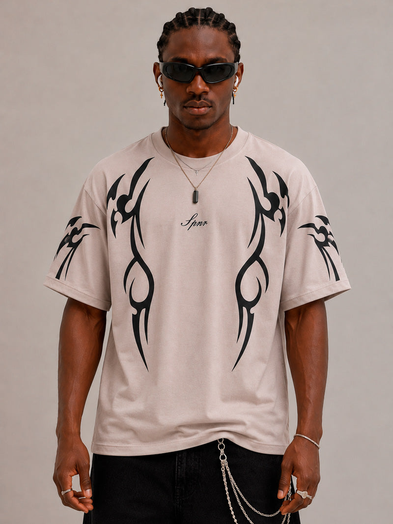 CAMISETA OVERSIZE SPNR TRIBAL CREMA
