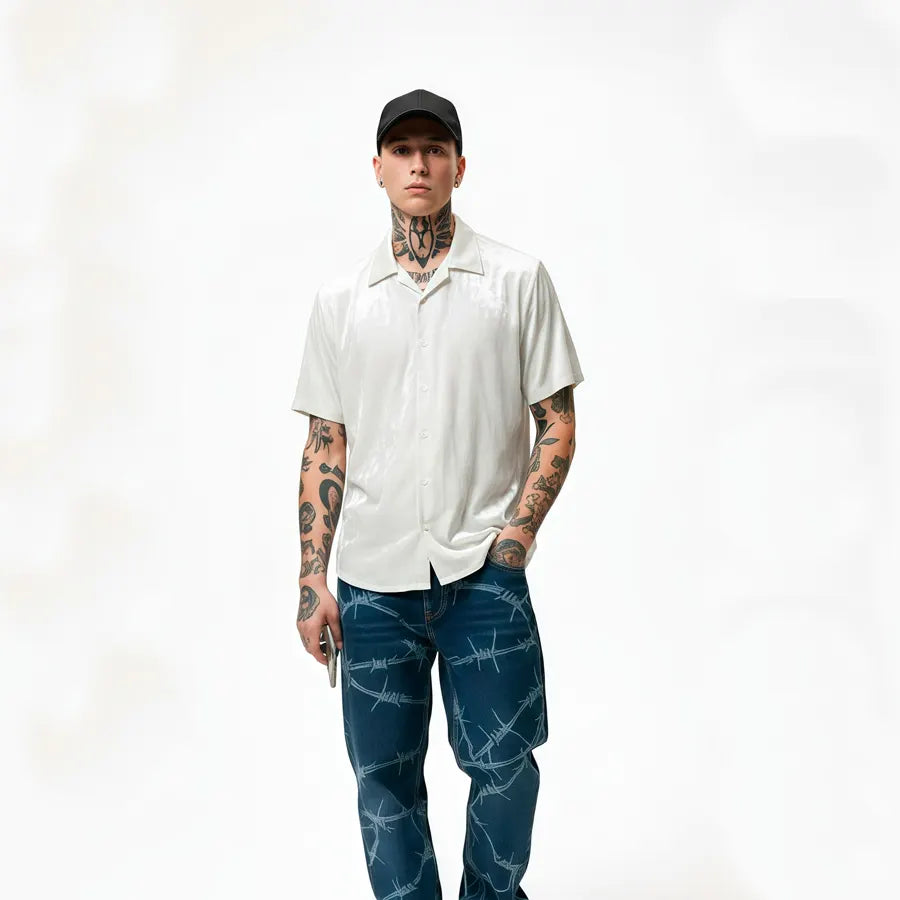 CAMISA SPNR TERCIOPELO BLANCO