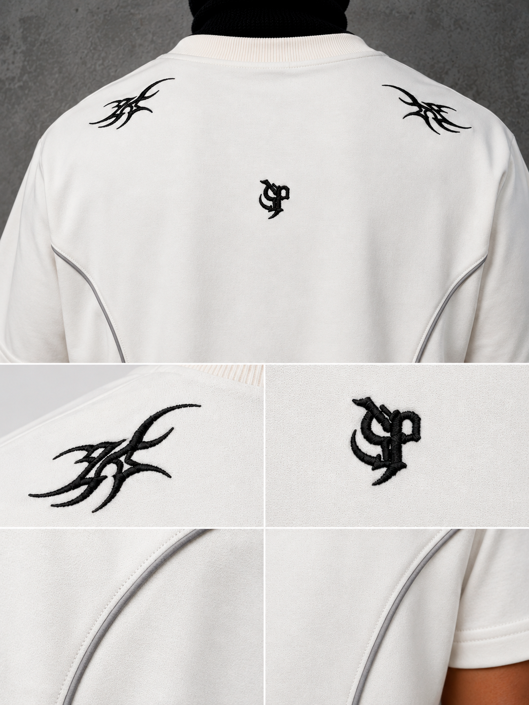 CAMISETA OVERSIZE SPNR CORTES TRIBAL BLANCA