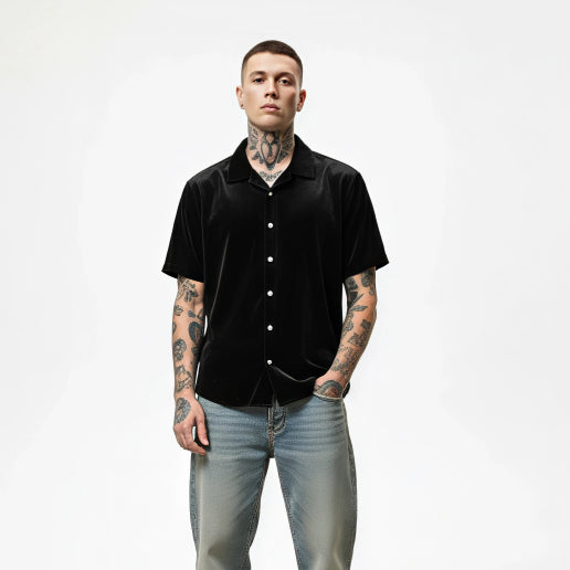 CAMISA SPNR TERCIOPELO NEGRO