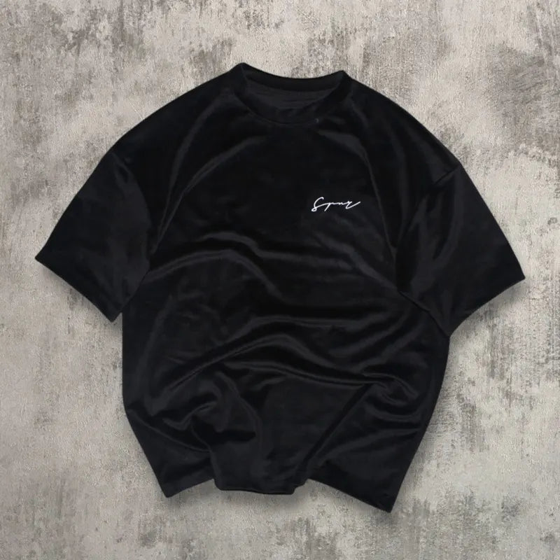 CAMISETA OVERSIZE SPNR TERCIOPELO NEGRO 250GR