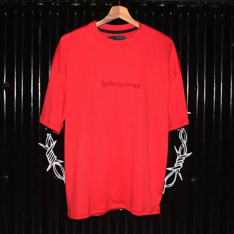 CAMISETA OVERSIZE SPNR RIB ROJO BORDADO