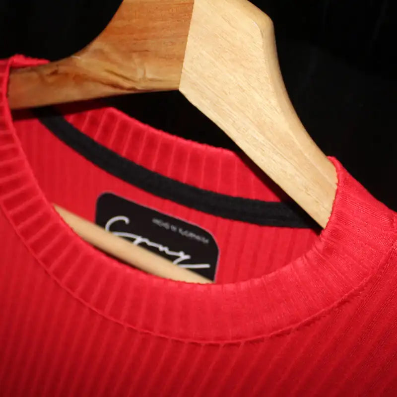 CAMISETA OVERSIZE SPNR RIB ROJO BORDADO