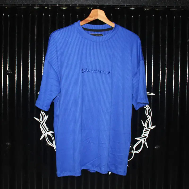 CAMISETA OVERSIZE SPNR RIB AZUL BORDADO