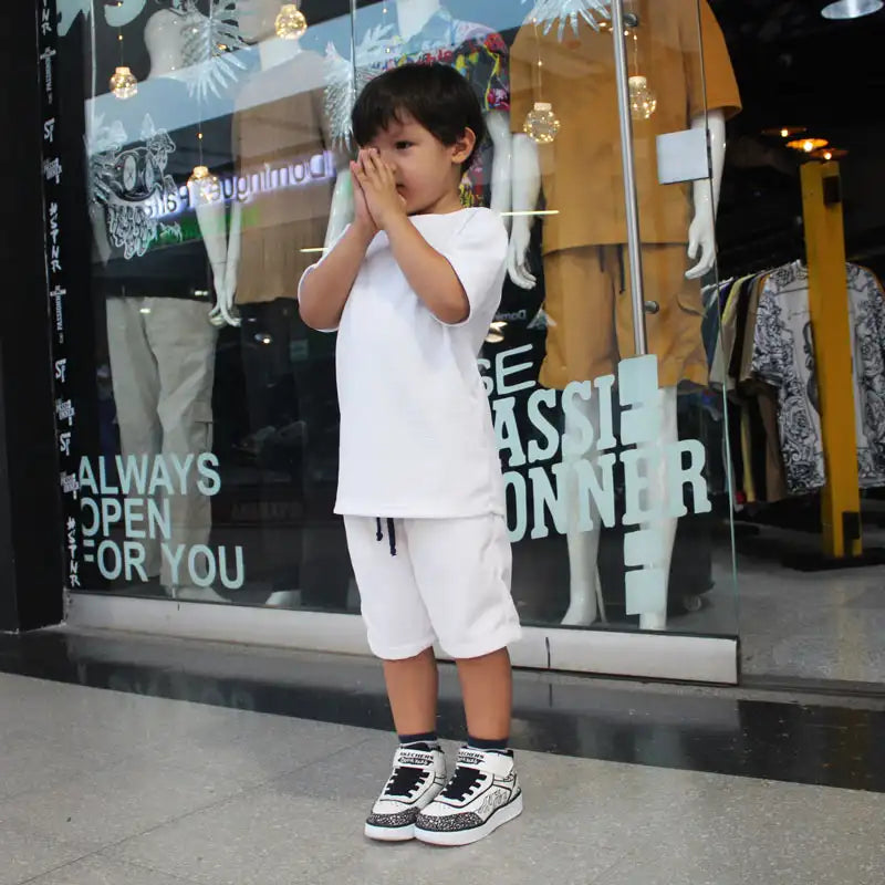 CONJUNTO NIÑO TEXTURIZADO BLANCO
