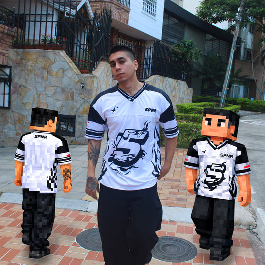 CAMISETA FUTBOL AMERICANO BLANCA 5 LLAMAS