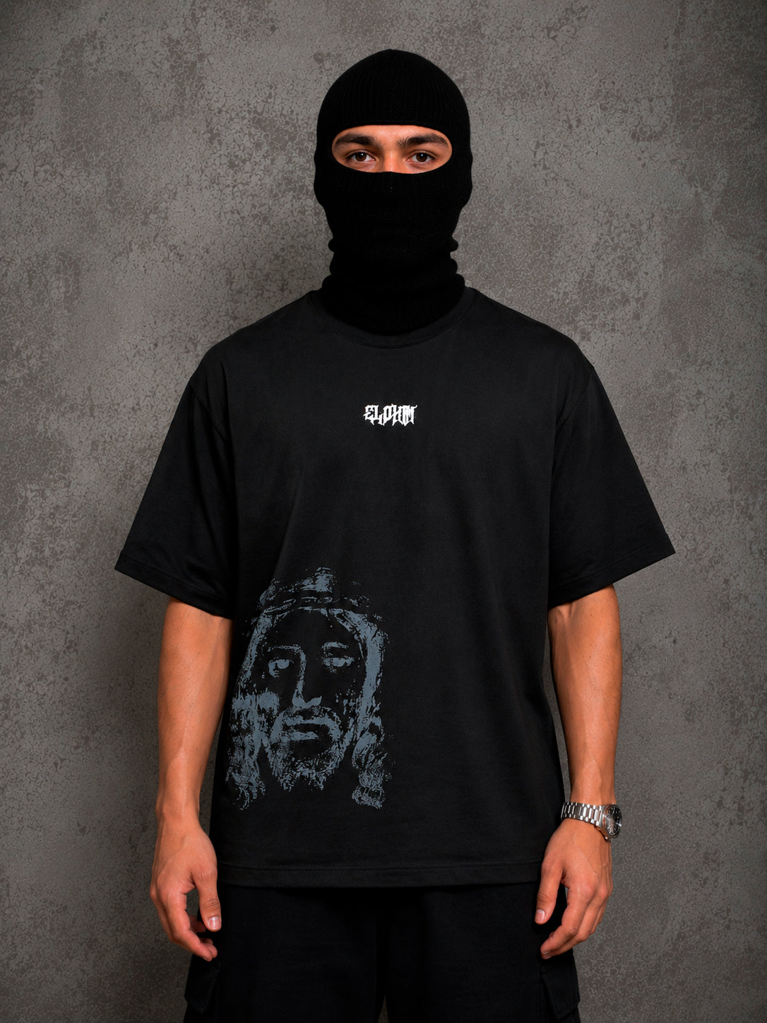 CAMISETA OVERSIZE SPNR CORTES ELOHIM NEGRA