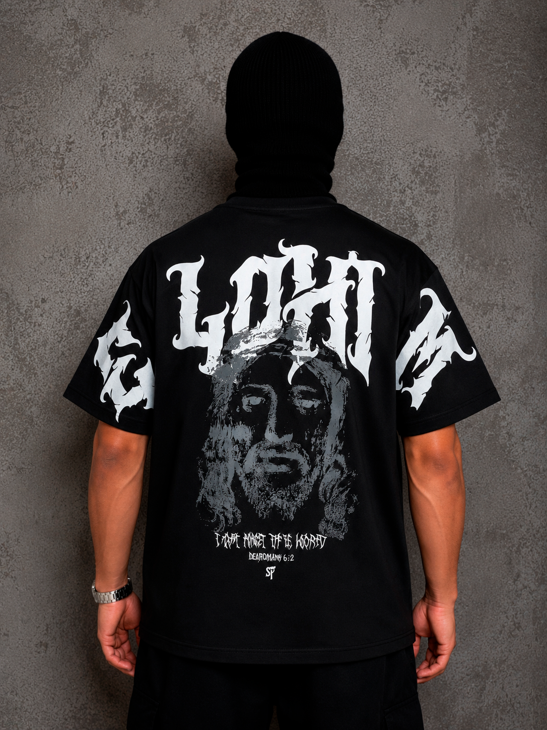 CAMISETA OVERSIZE SPNR CORTES ELOHIM NEGRA