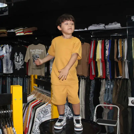 CONJUNTO NIÑO TEXTURIZADOMOSTAZA