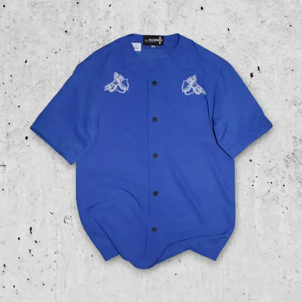 CAMISA BEISBOLERA SPNR AZUL REY LOGO BORDADO
