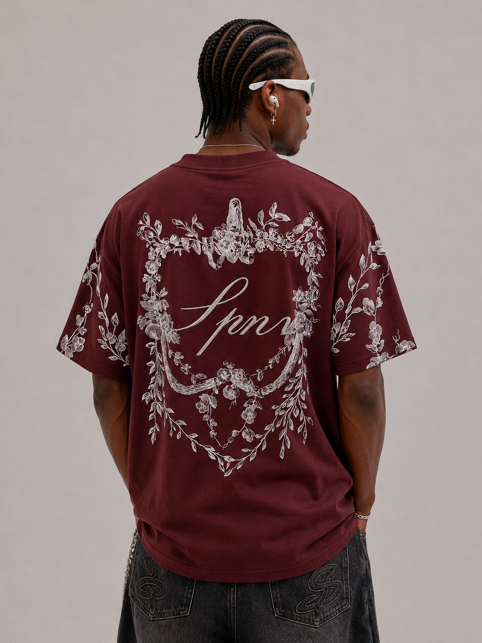 CAMISETA OVERSIZE SPNR FLORES ESPALDA