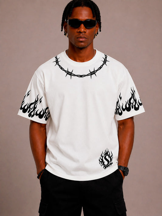CAMISETA OVERSIZE SPNR BLANCA LLAMAS