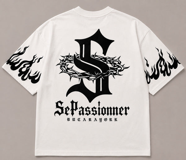 CAMISETA OVERSIZE SPNR BLANCA LLAMAS