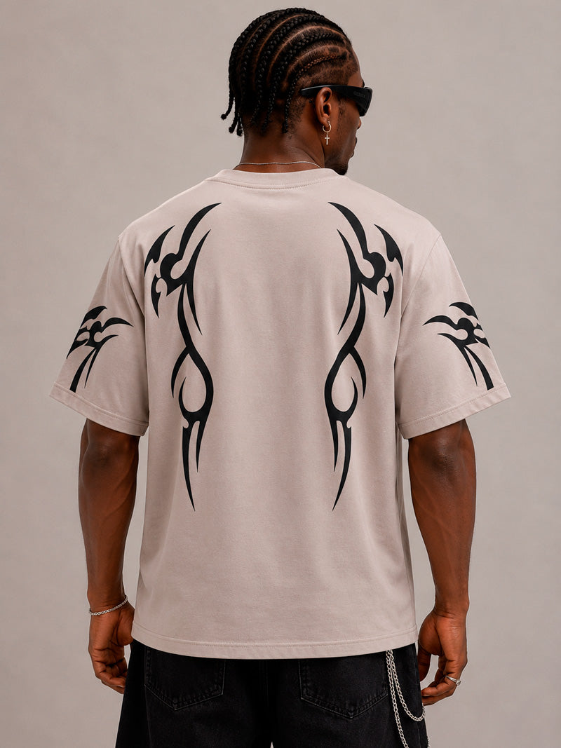 CAMISETA OVERSIZE SPNR TRIBAL CREMA