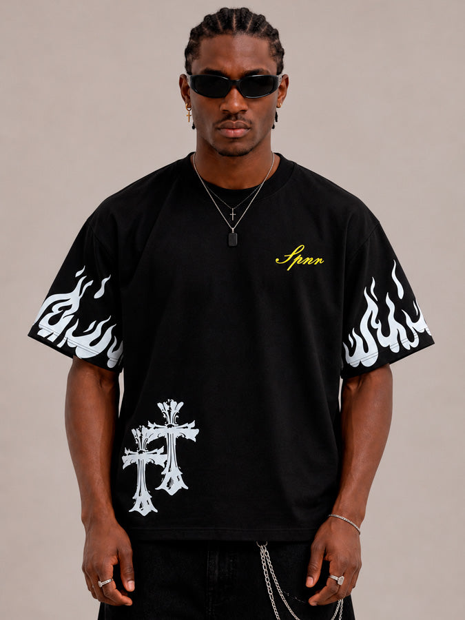 CAMISETA OVERSIZE SPNR NEGRA CUPIDO ROSARIO