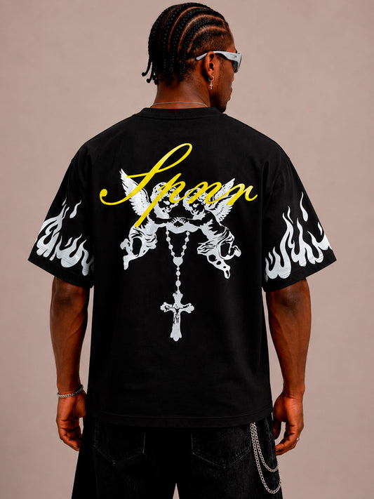 CAMISETA OVERSIZE SPNR NEGRA CUPIDO ROSARIO