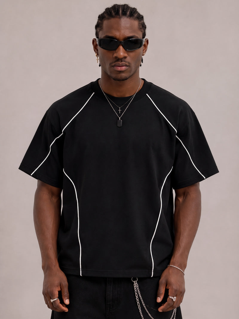 CAMISETA OVERSIZE SPNR CORTES NEGRO BASICA